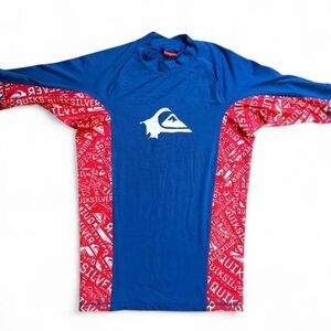 Quiksilver Blue and Red fitted Rash Guard XL